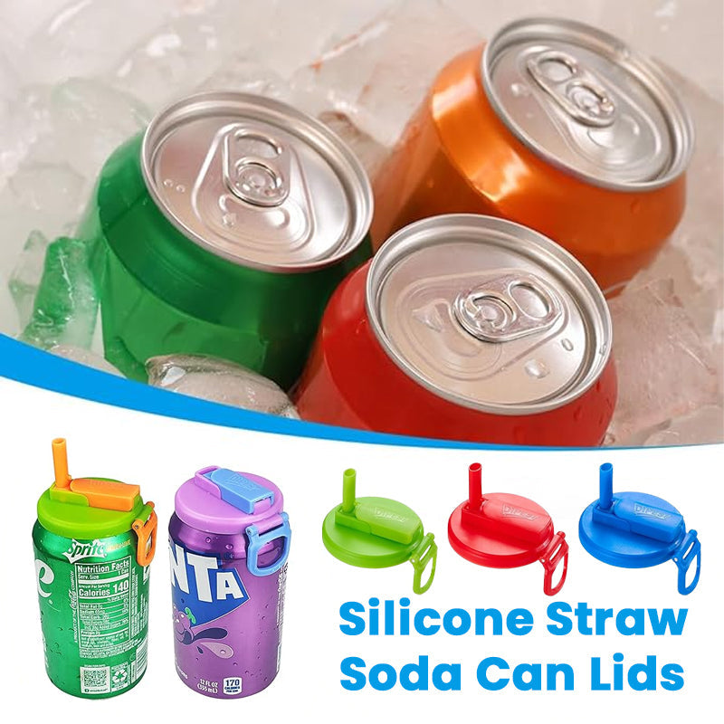 Silicone Straw Soda Can Lids in 4 Colors